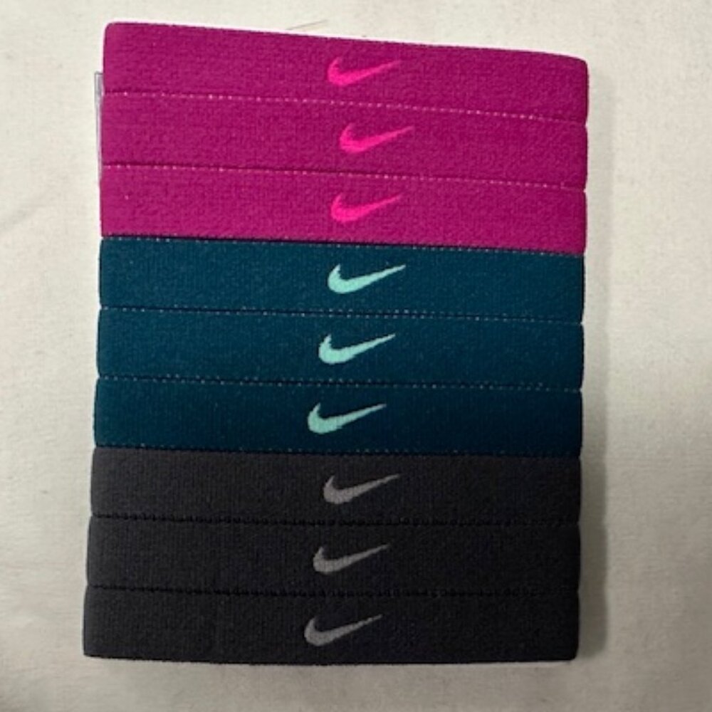 Nike Sport Headbands 9 Pack - Raspberry Red / Dark Sea / Dark Grey - NWOT